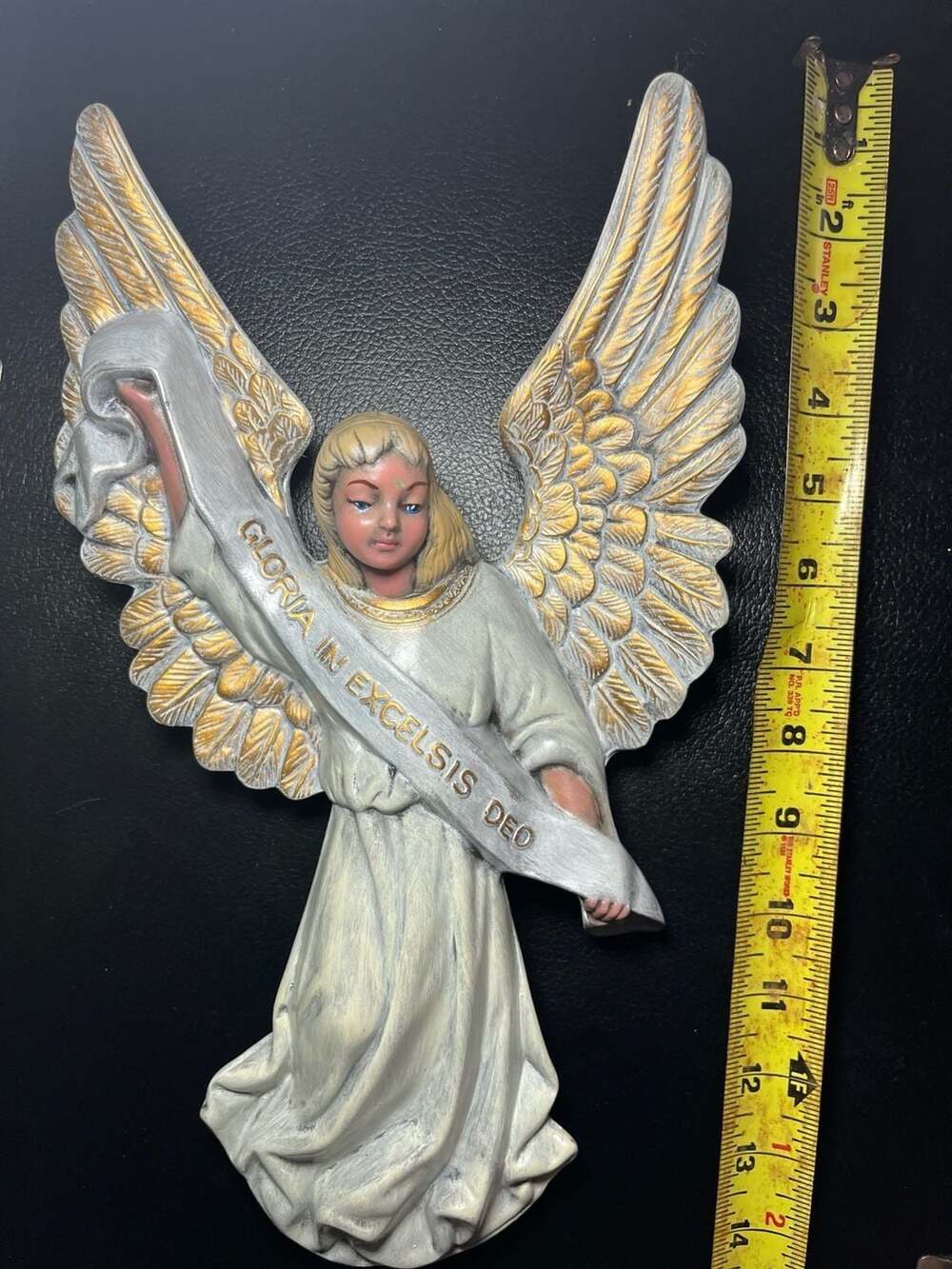 Vintage 1978 Ceramic Angel Wall Hanging - Gloria In Excelsis Deo Banner